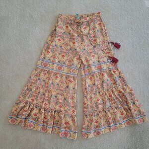 Chic Style Boho Festival Palazzo Size Medium Cream Draw string Gypsycore